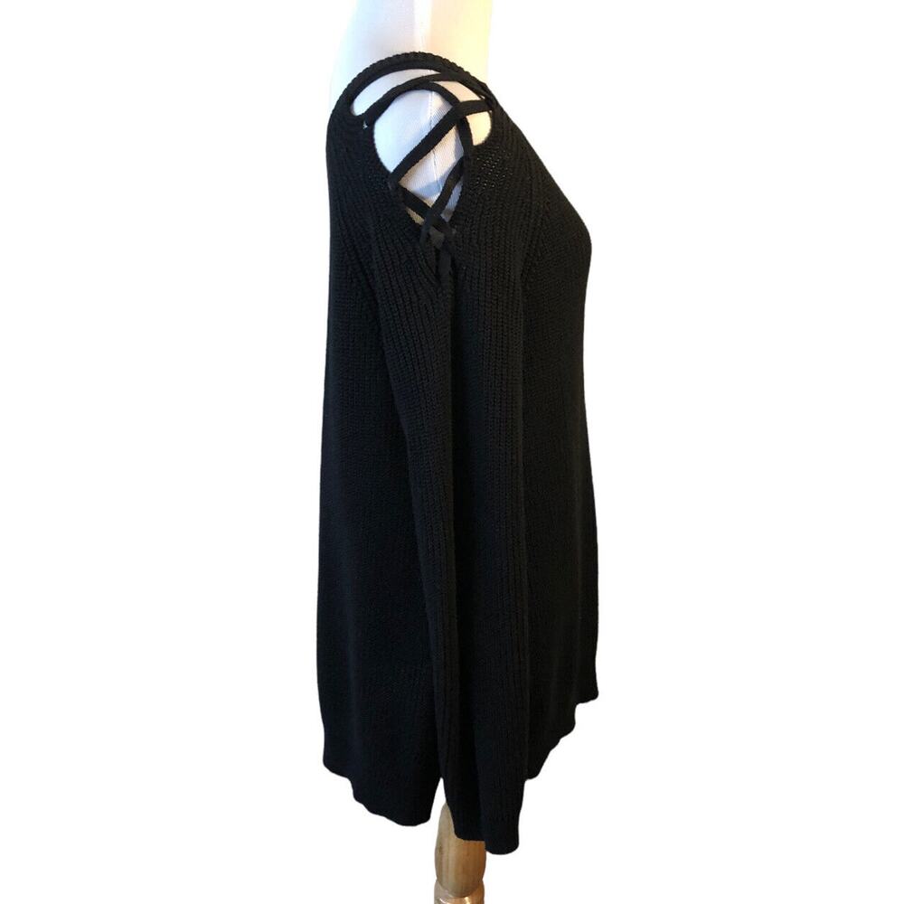 Guess Womens Sz XL‎ Black Lace Up Sleeve Women's Sweater - Picture 2 of 9